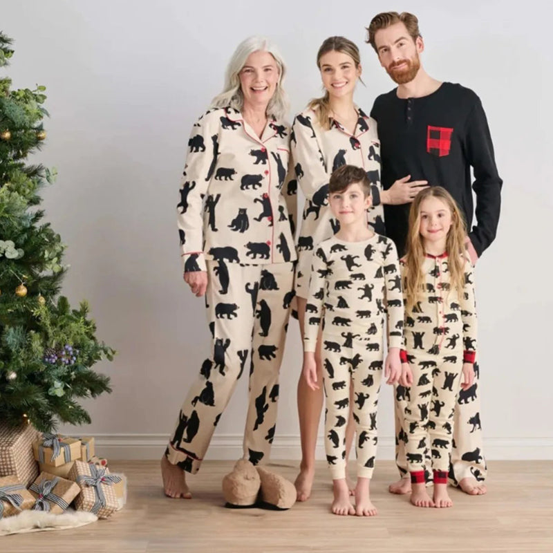 Blue Merry Family Christmas Pajamas Set