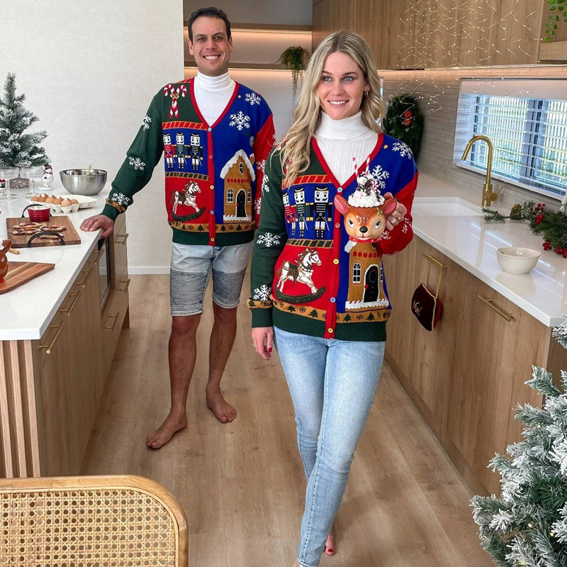 The Vintage Buttoned Christmas Ugly Sweater
