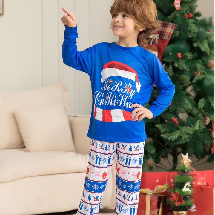 Blue Merry Christmas Pajamas Set