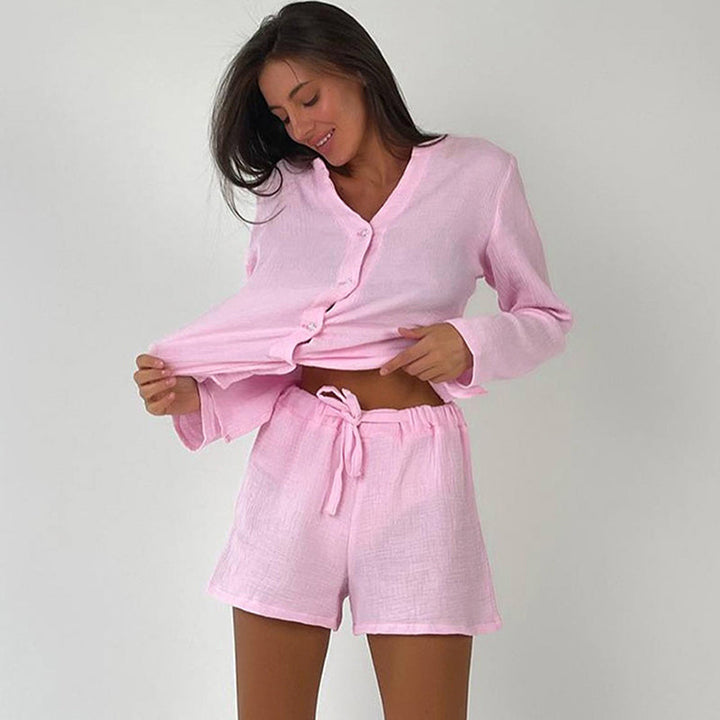 buttoned shorts set