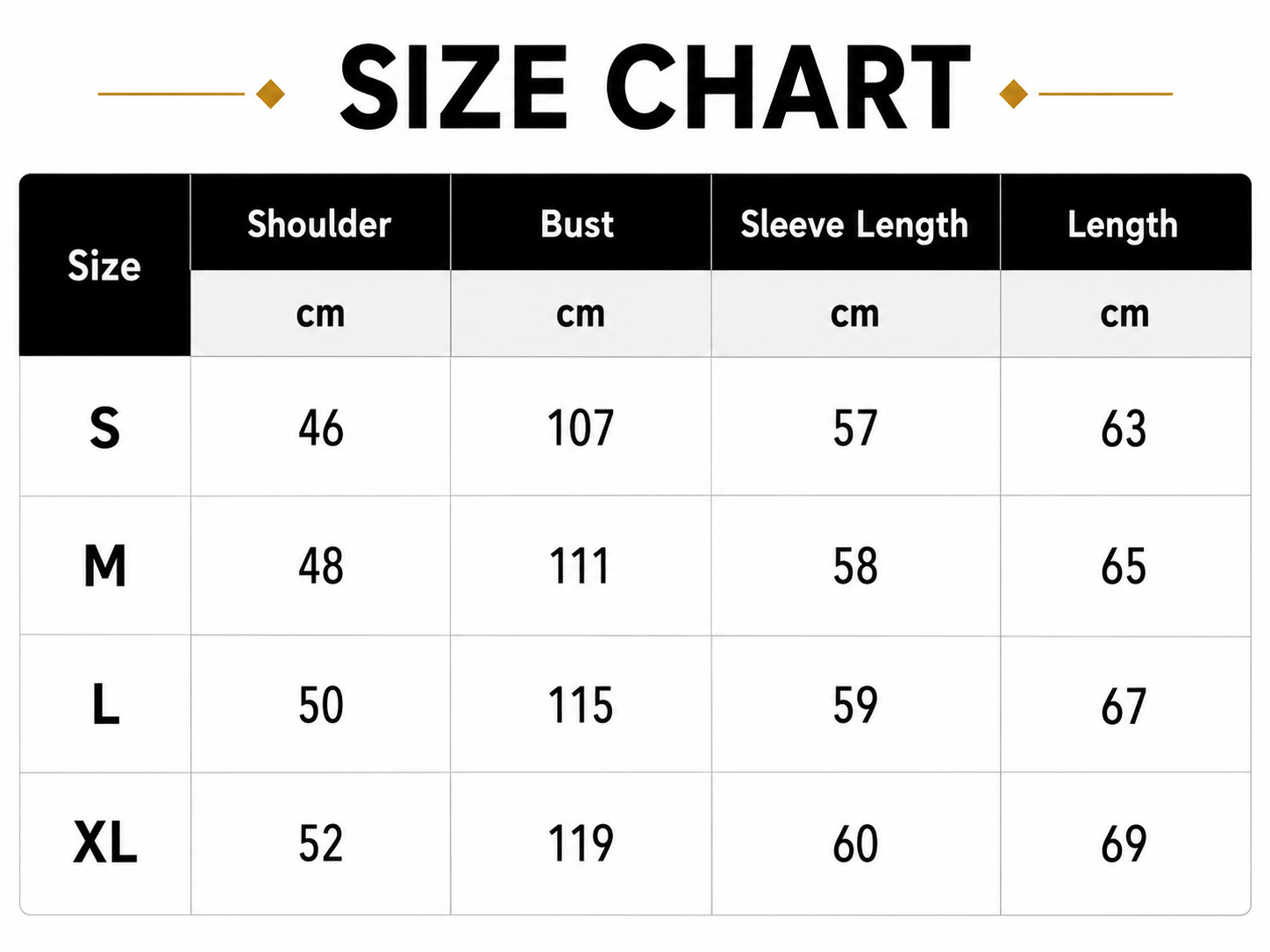 Size Chart CM