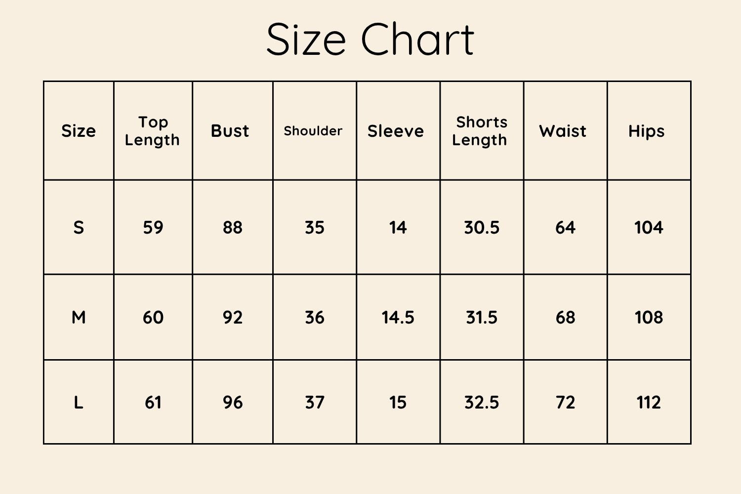 Size Chart CM