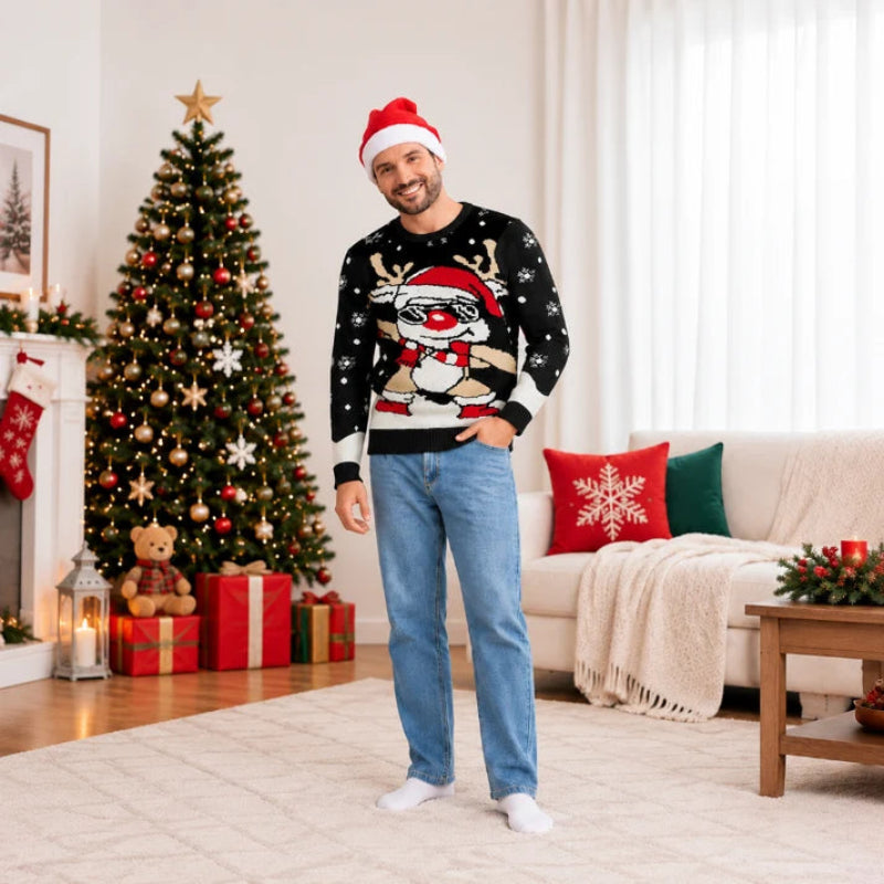 Cool Reindeer Crewneck Family Matching Christmas Jumpers