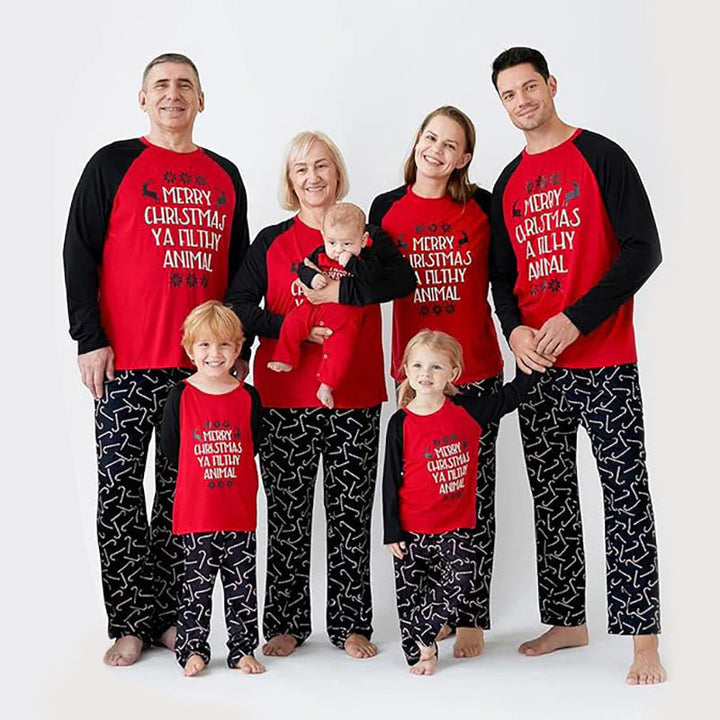 Joyeux Noël, pyjama de Noël assorti pour la famille des animaux sales