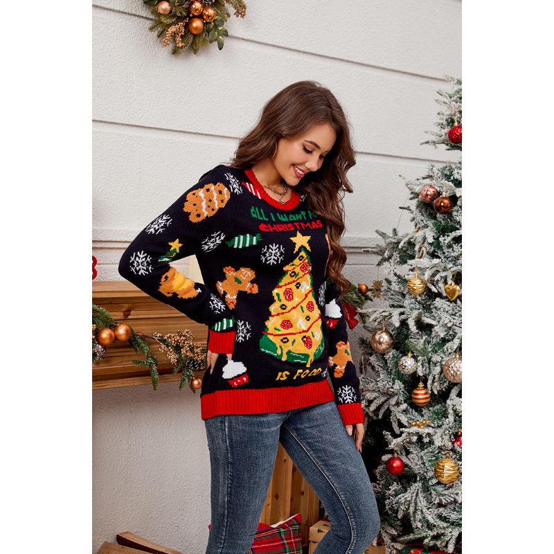 Cute Festive Tree & Gingerbread Christmas Jumper