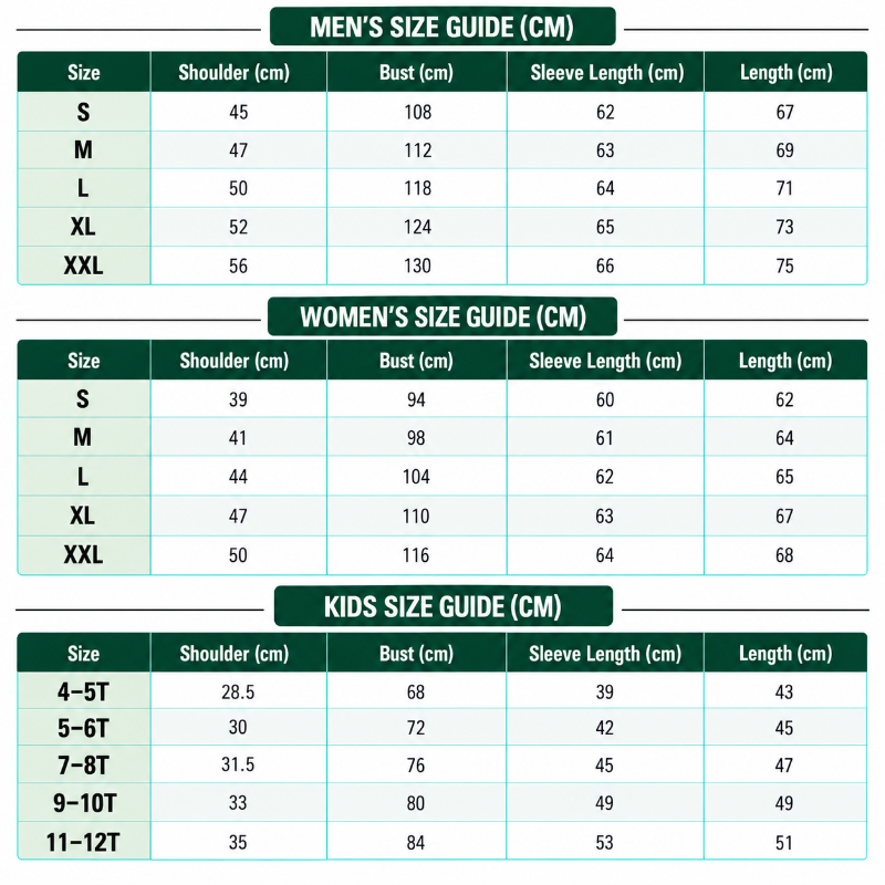 Size Chart Inches