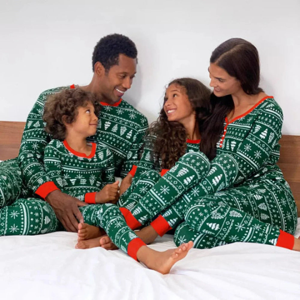 green winter christmas matching family pajamas