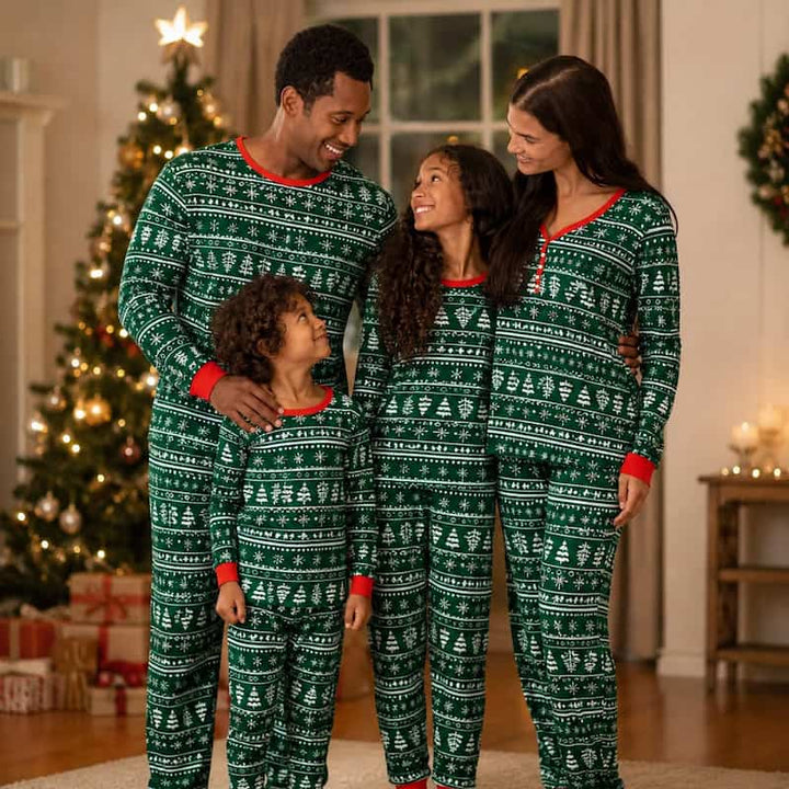 Green Winter Christmas Matching Family Pajamas