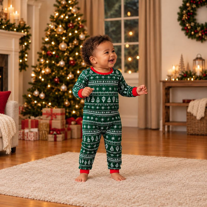 Green Winter Christmas Matching Family Pajamas