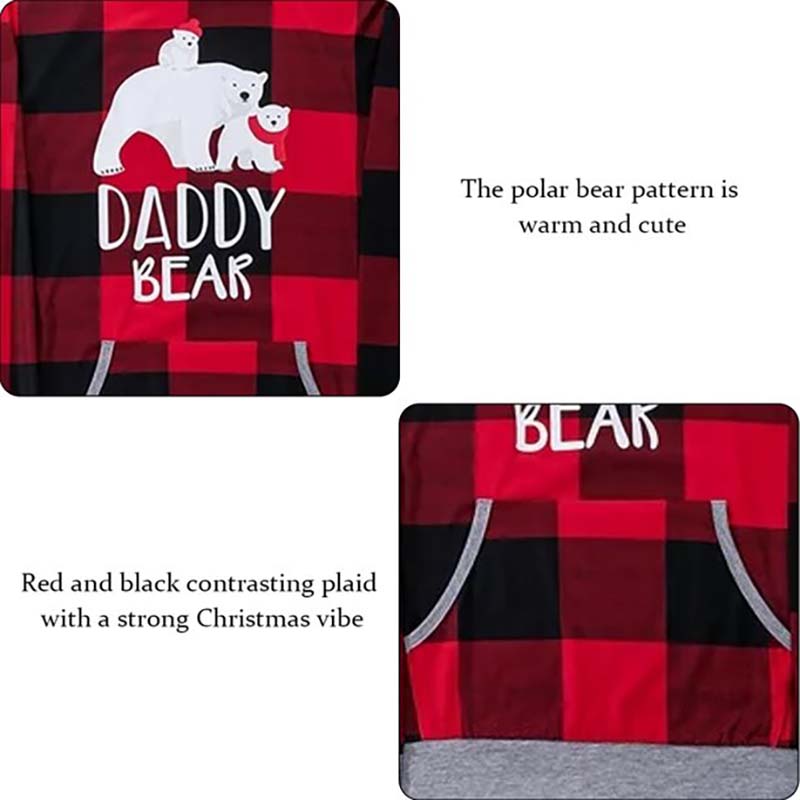 Hooded Plaid Bear Family Matching Christmas Pajamas