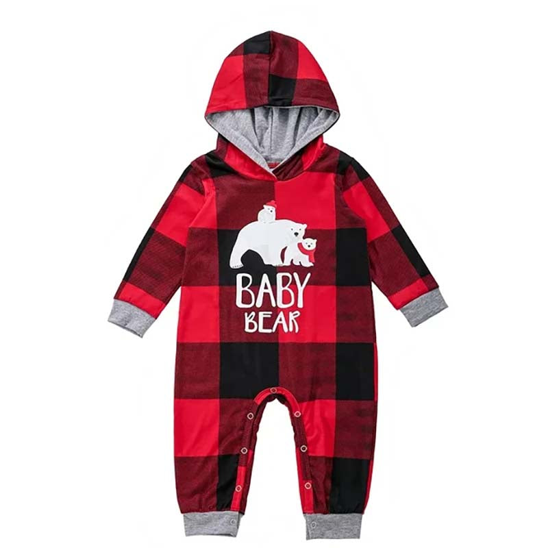 Hooded Plaid Bear Family Matching Christmas Pajamas