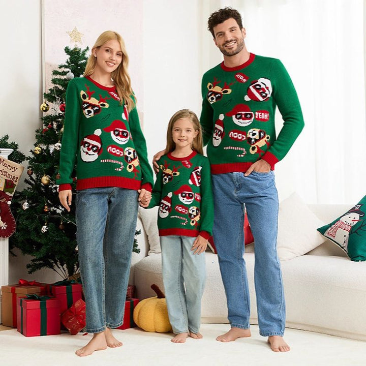 Jolly Santa & Reindeer Matching Family Christmas Jumper
