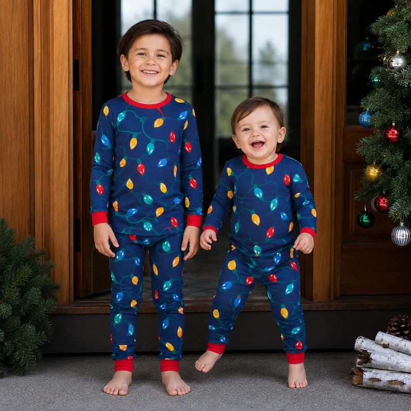 Lights Matching Family Christmas Pajamas