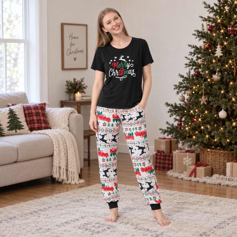Merry Christmas Tshirt Pajama Set
