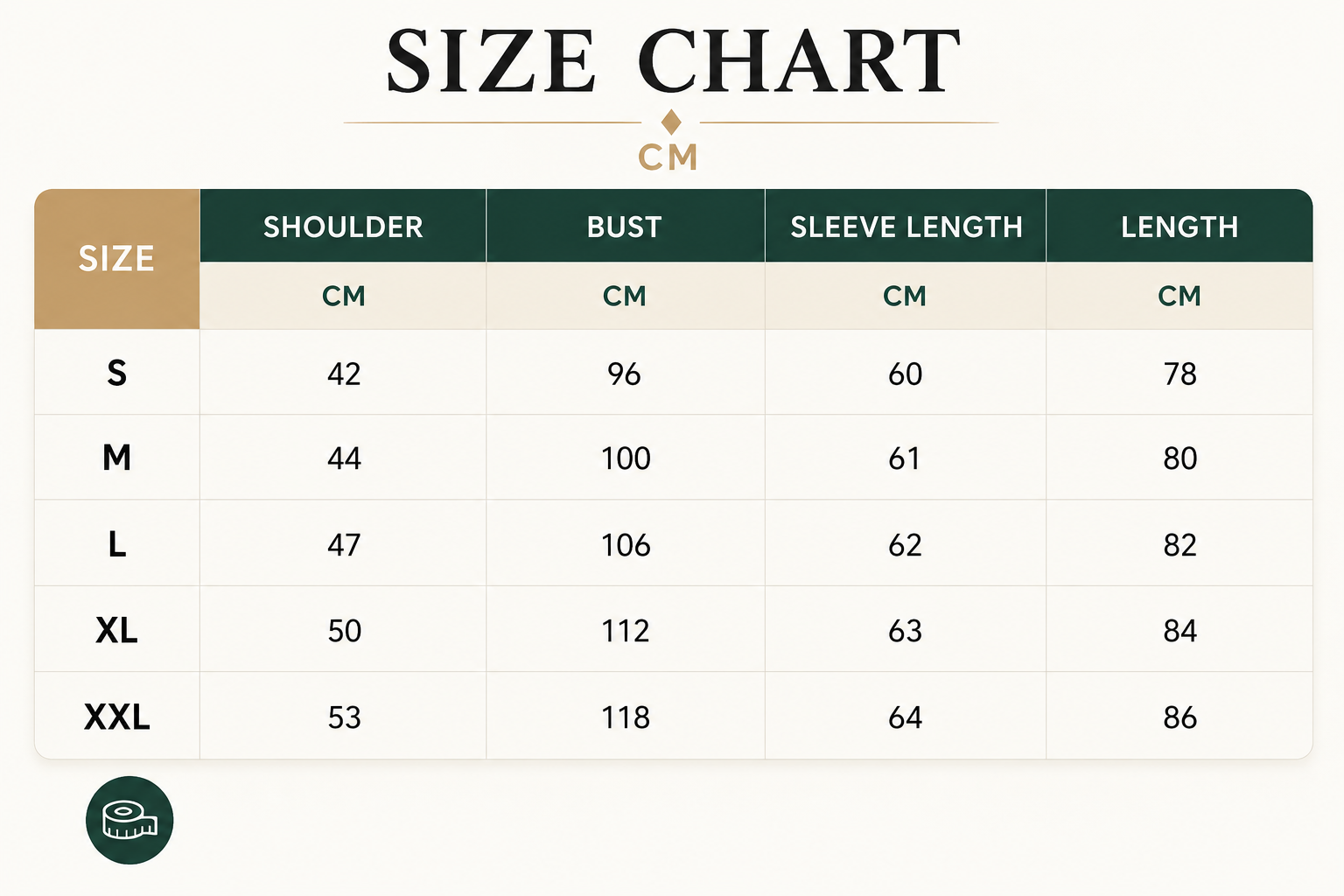 Size Chart CM