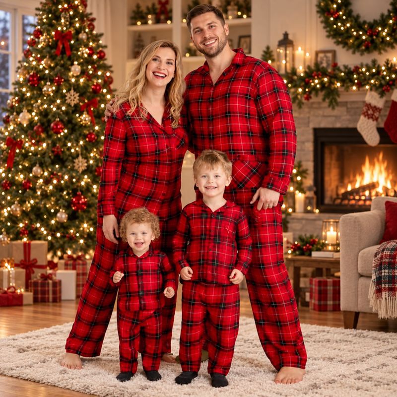 Red Plaid Family Matching Christmas Pajamas