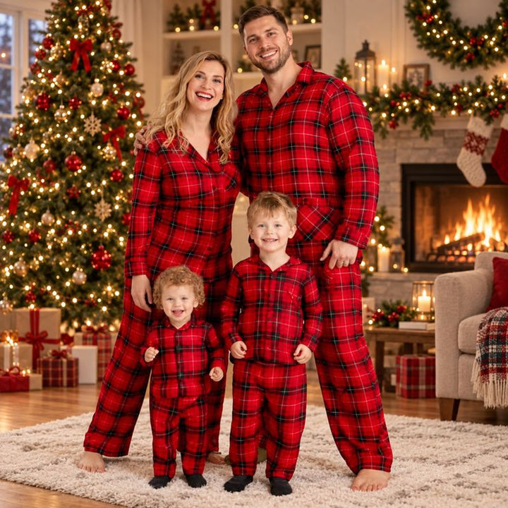 Red Plaid Family Matching Christmas Pajamas