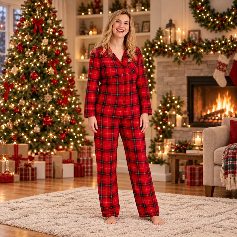 Red Plaid Family Matching Christmas Pajamas