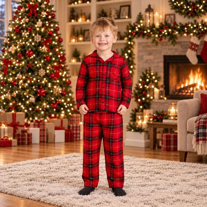 Red Plaid Family Matching Christmas Pajamas