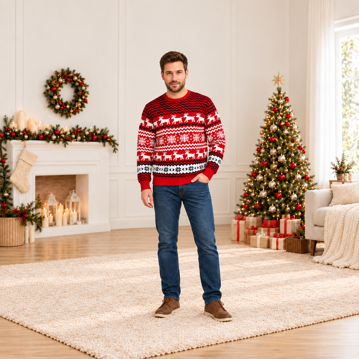 Reindeer & Snowflake Unisex Christmas Ugly Sweater