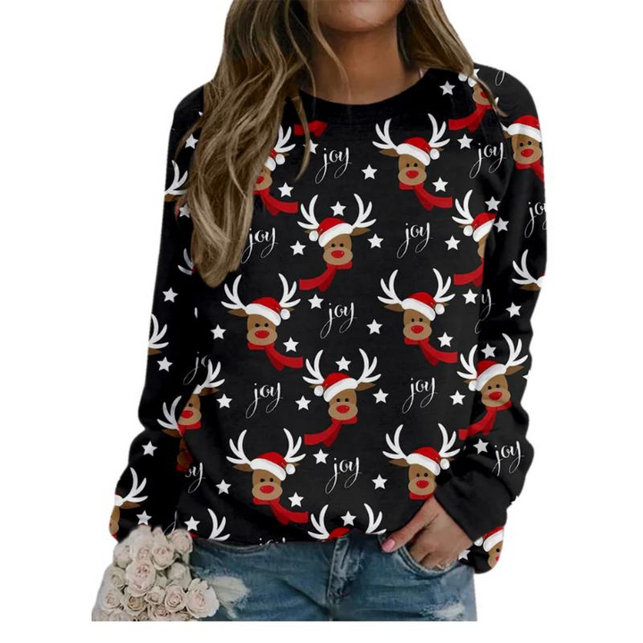 Reindeer With Hat Christmas Women Ugly Sweater