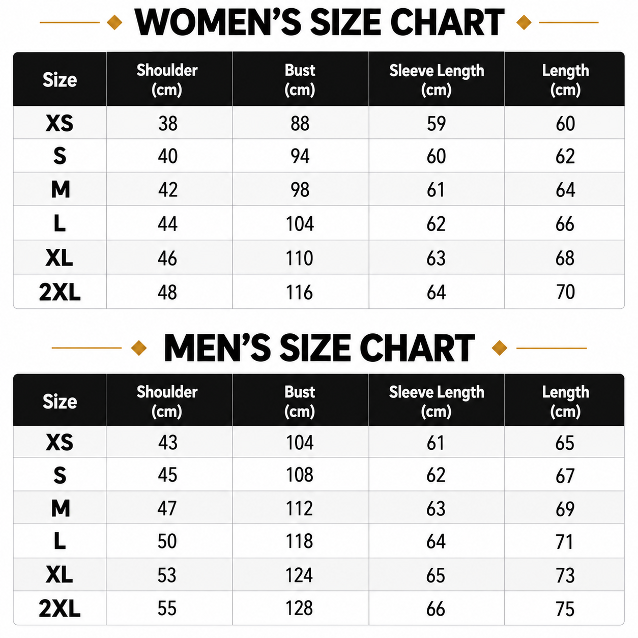 Size Chart CM