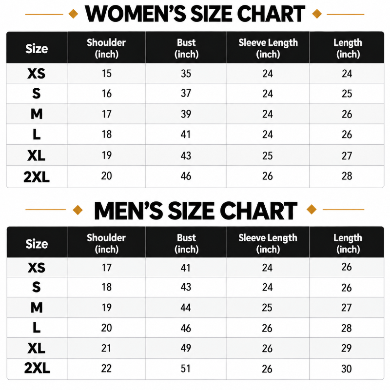 Size Chart Inches