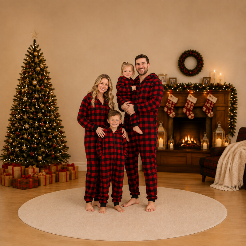 Signature Red Plaid Family Matching Christmas Jumpsuits