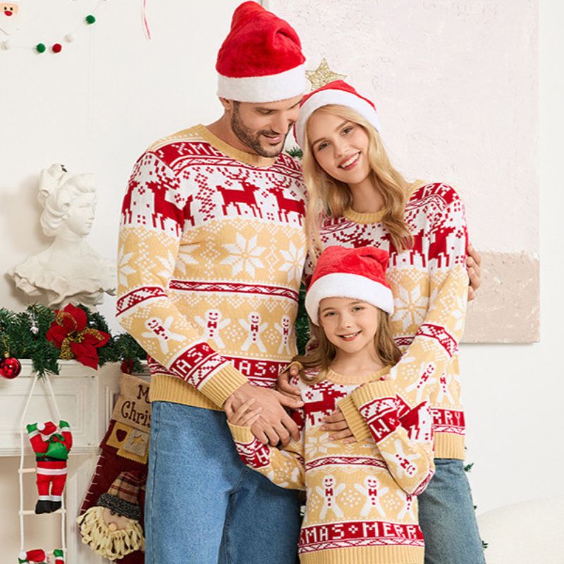Snowflakes and Reindeer Matching Family Christmas Jumpers