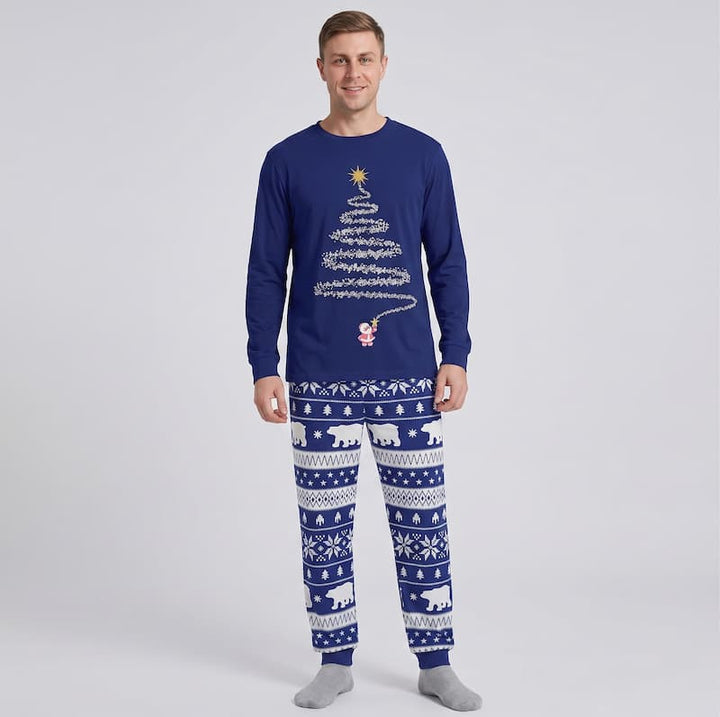 Pyjama de Noël assorti pour toute la famille avec sapin de Noël scintillant