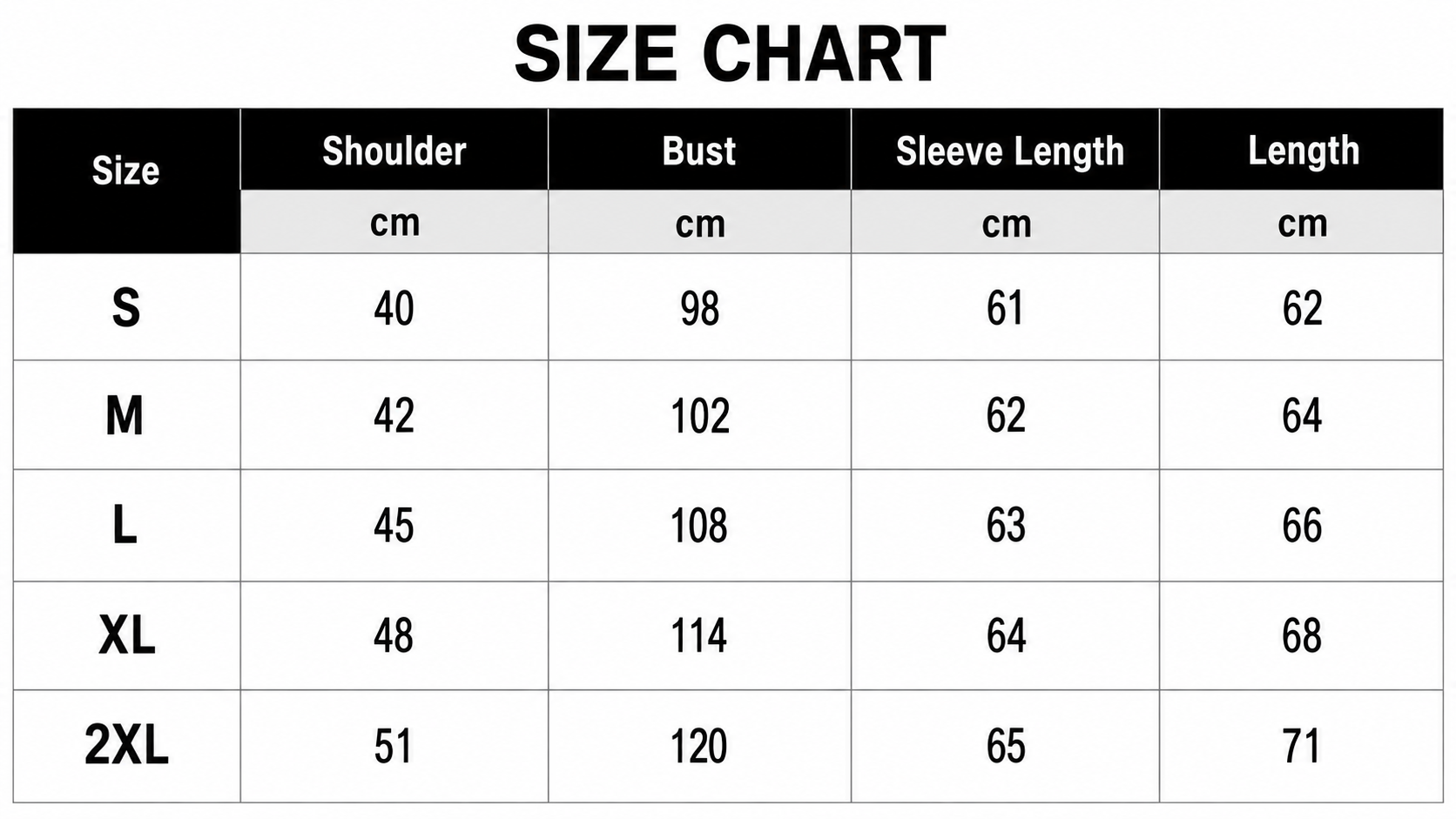 Size Chart CM