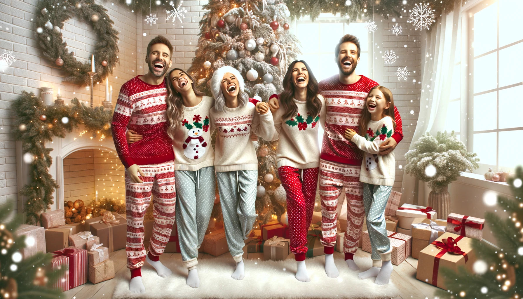 Family Matching Christmas Pajamas Set Santa Claus Reindeer Xmas
