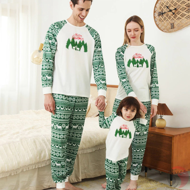 Family Matching Pajamas Set With Long Sleeves And Pants