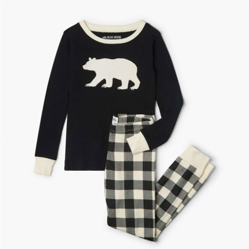 Black & Cream Plaid Bear Family Pajamas – Pajama Village Canada
